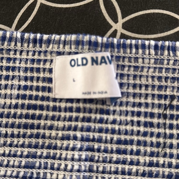 NWT Old Navy Blue Checkered Flowy Top with Bow Tie Shoulder straps - Large - Picture 6 of 7